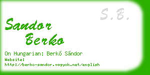 sandor berko business card