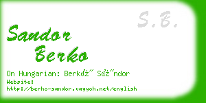 sandor berko business card